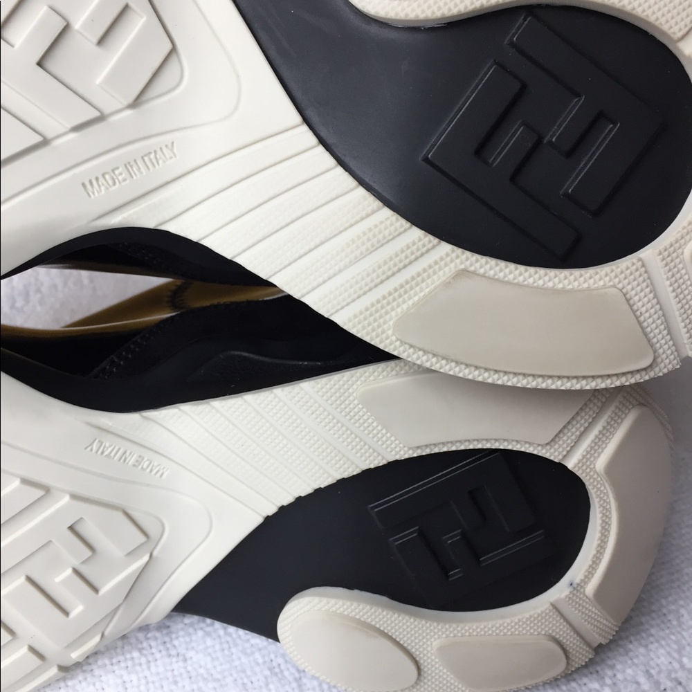 Fendi Ffluid Mid Top Glossy Sneakers Black Womens 9 US 39 EU New In Box Auth - Picture 9 of 13